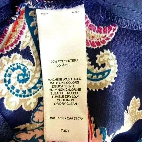 Laundry Shelly Segal Navy Paisley Loose Neck Sleeveless Top Blouse Size S - Picture 12 of 12